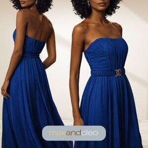 MAX & CLEO BY BCBGMAXAZRIA Royal Blue STRAPLESS GOWN SIZE  4